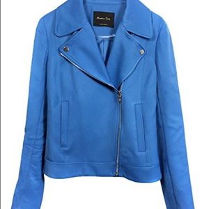 Massimo Dutti Stonewashed Blue Biker Jacket